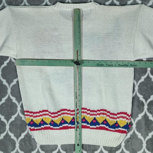 Vintage Cape Isle Knitters Sweater Womens Large Short Sleeve Floral 80s Knit - Picture 5 of 9